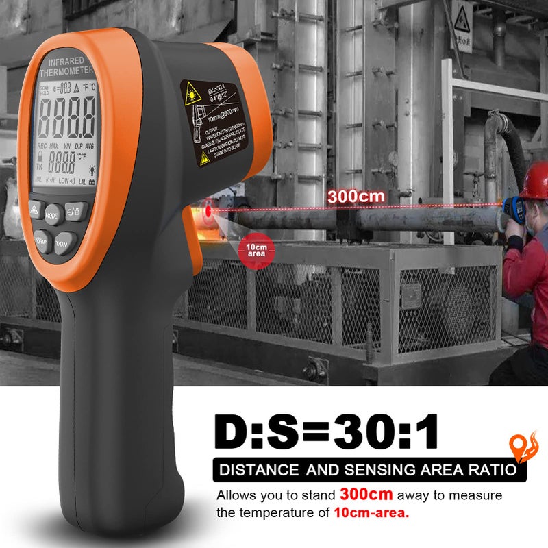 AIOMEST High Temperature Infrared Thermometer, AIOMEST Digital IR Pyrometer 30:1 Measure Temp -58~2732â„‰, Dual Laser Industrial TermÃ³metro Handheld AI-1500 for HVAC Kilning Casting Pottery Forge - Image 4